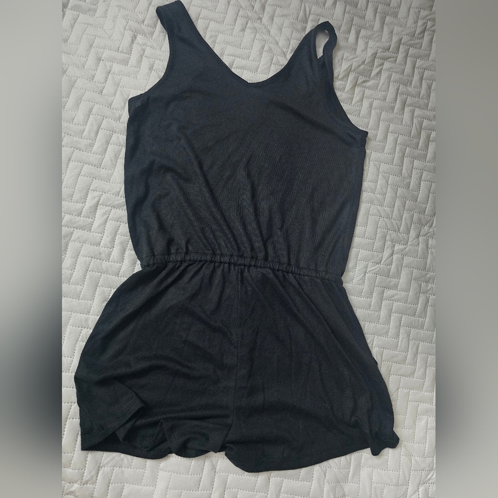 Softies Dream Double V-Neck Shorty Romper Black - Picture 5 of 8